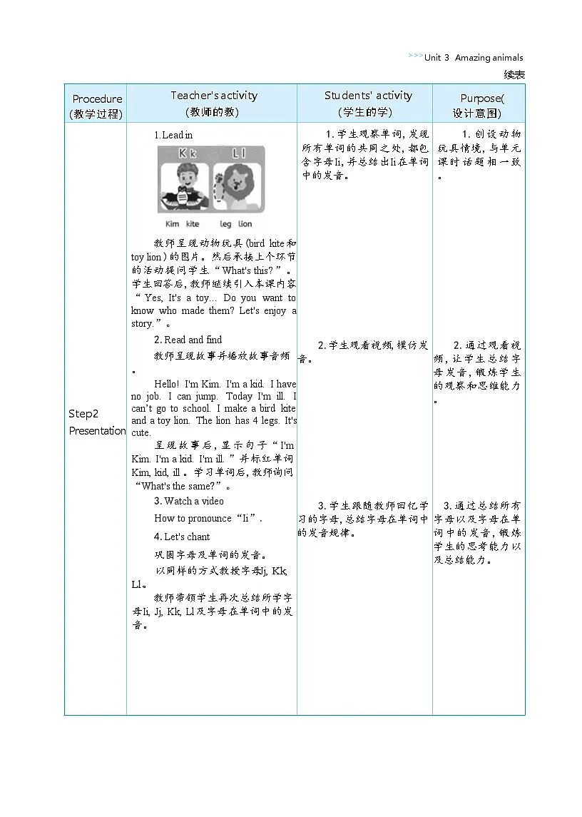 2025秋(新教材)三年级英语上册Unit 3 Amazing animals Part A Letters and sounds大单元整体教学设计第3页