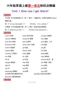 人教版六年级上册人教PEP版英语期末1-6单元知识点精编