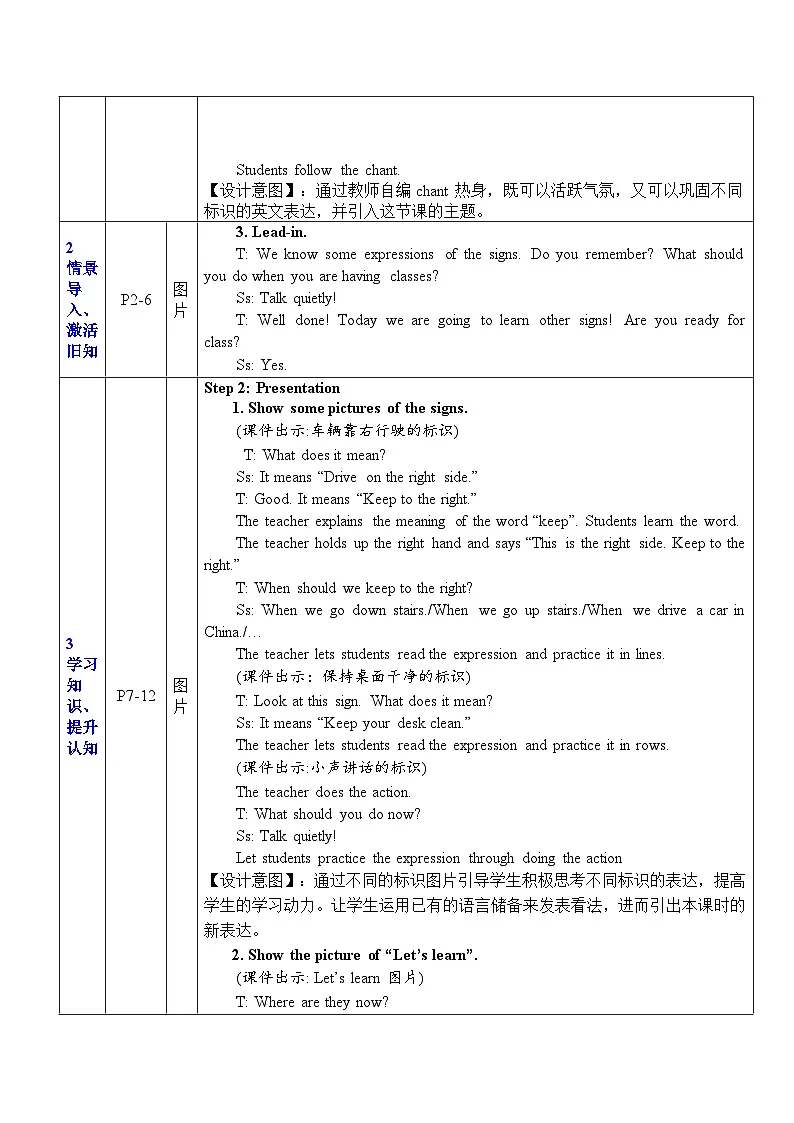 Unit 6 Work quietly!Part B Let's learn(表格式教案)五年级英语下册 人教PEP第2页