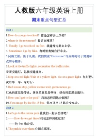 人教版六年级英语上册期末重点句型汇总知识点