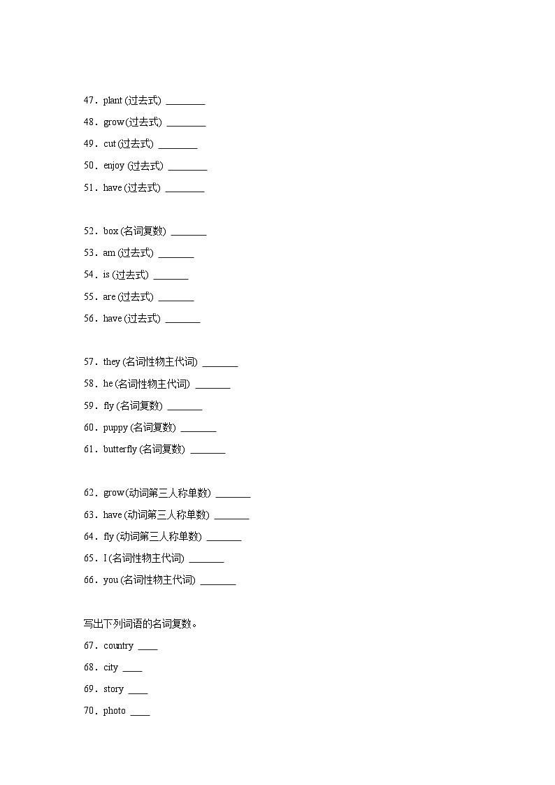 专题07 词形转换-小学英语五下-期末复习专项牛津上海版(试用本)练习(含解析)第3页