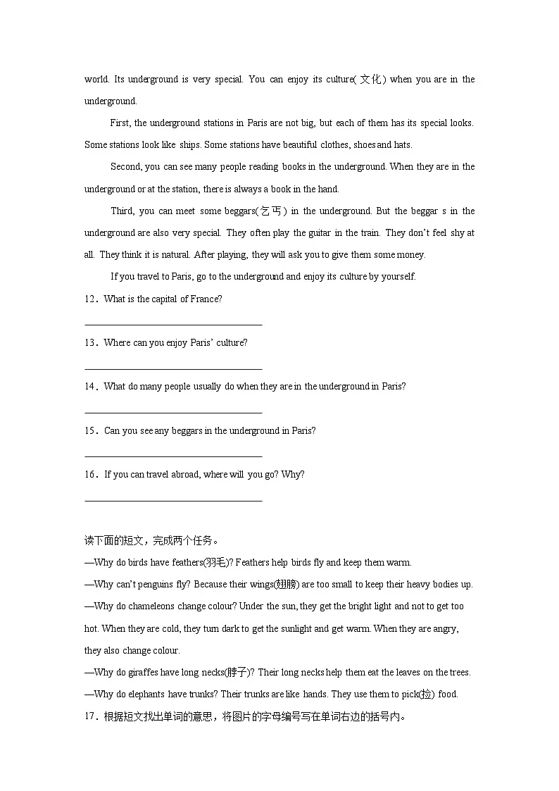专题17 阅读理解-任务型-小学英语六下-期末复习专项教科版(广州)练习(含答案解析)第3页