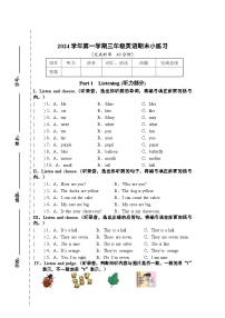 上海市松江区2024-2025学年三年级上学期期末考试英语试题