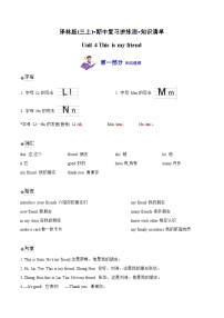 译林英语三年级上册期末复习之Unit 4 (知识清单)(有答案）
