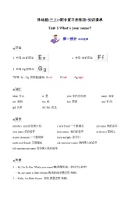译林英语三年级上册期末复习之Unit 2 (知识清单)(有答案)