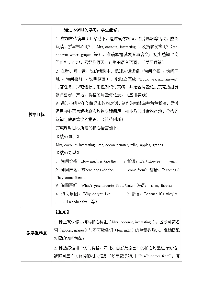 26秋人教版PEP版五年级上册英语Unit 5 第4课时 Part B Let’s talk&Look, ask and answer (教学设计)第2页