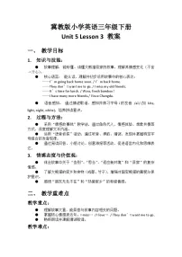 冀教版(三起)2024三年级下册(2024)Unit 5 At the zooLesson3 I'm back home.教案及反思