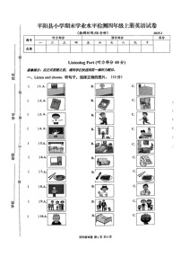 浙江省温州市平阳县2024-2025学年四年级上学期1月期末英语试题