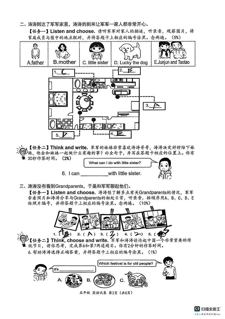 广东省深圳市坪山区2025-2026学年五年级上学期1月期末英语试题第2页