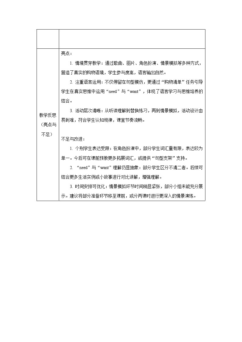 2026年人教版四年级英语下册 Unit 4 Going shopping 单元整体教学设计(表格式)第3页