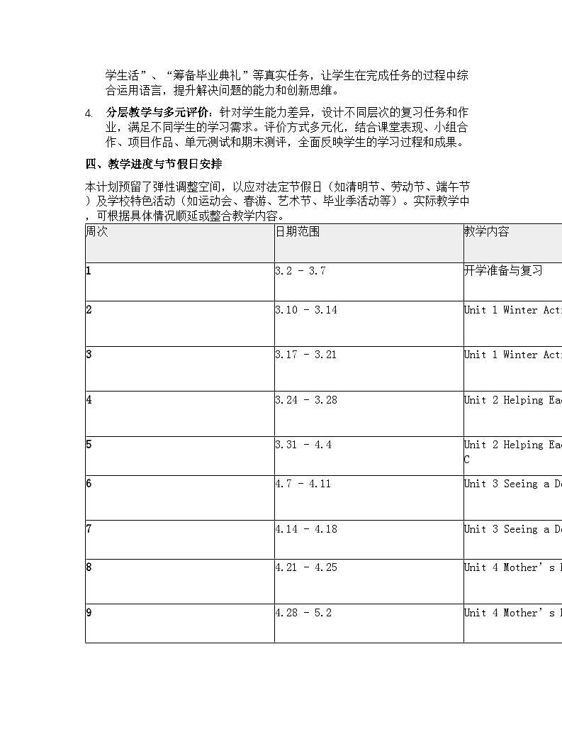 闽教版2024小学英语六年级下册教学计划 1第2页