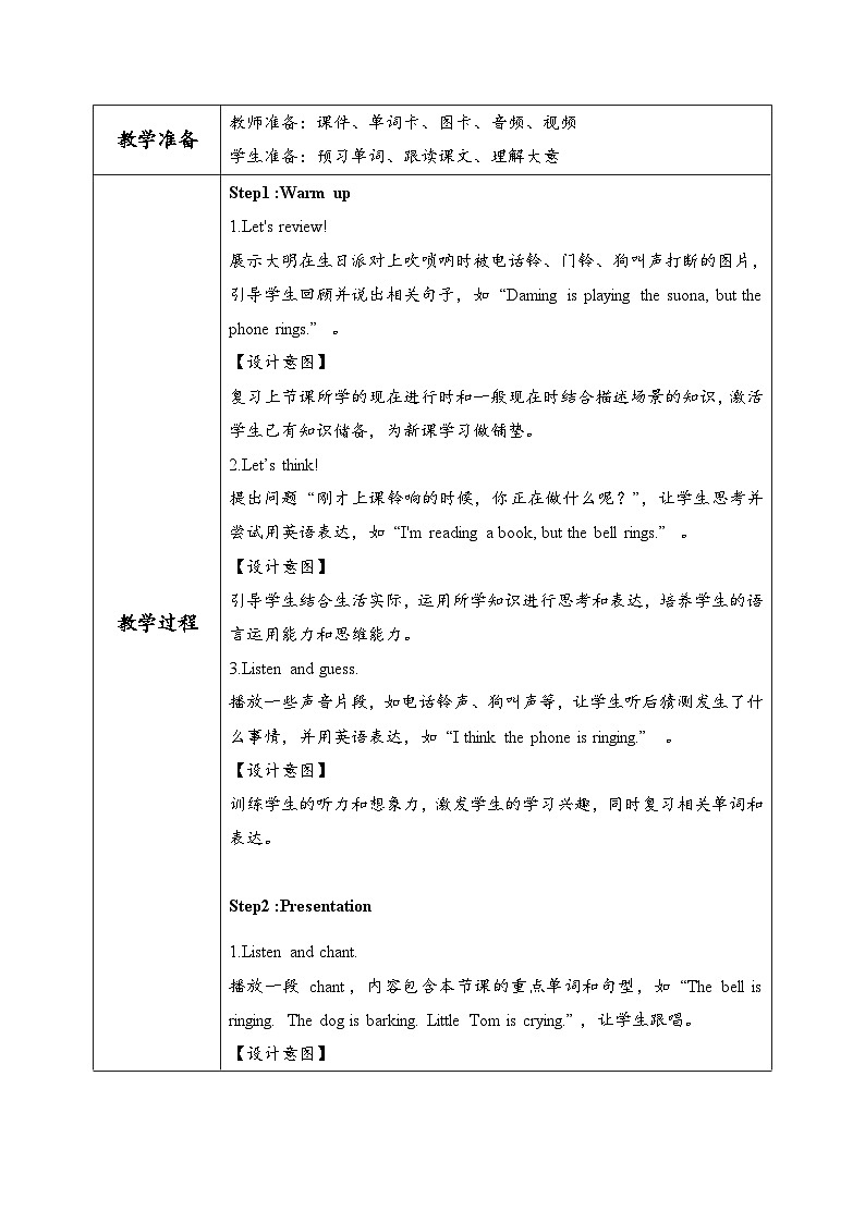 外研版三起六年级英语下册Module5 Unit2 He's riding his bike, but it starts to rain.(教学设计)第2页