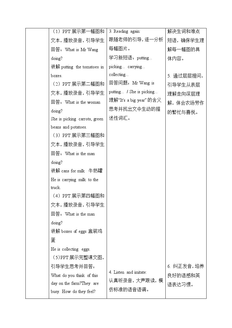 (新课标新教材)人教PEP四年级下册英语Unit 5 Farms and us B Read and write教学设计第3页