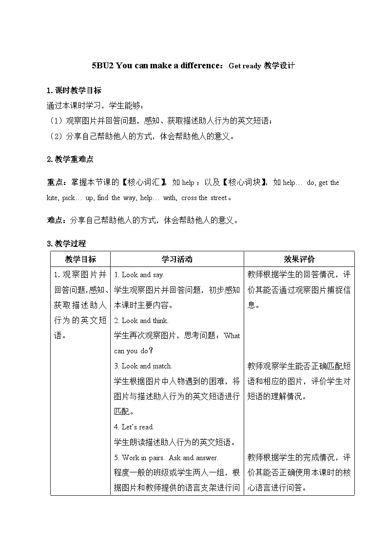 Unit 2 :Get ready教学设计-2025-2026学年五年级下册《英语》(新标准)修订版(外研社版)第1页