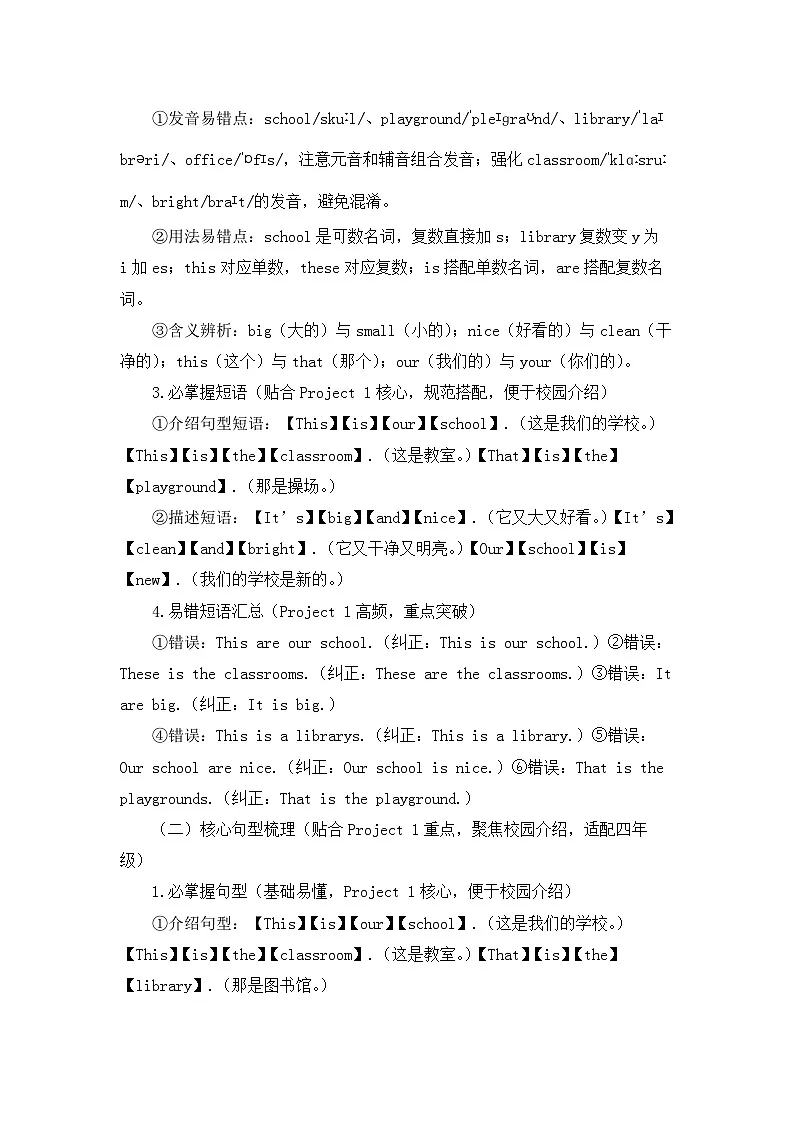 译林版(三起)(2024)四年级下册英语Project 1 My school model 教案第3页