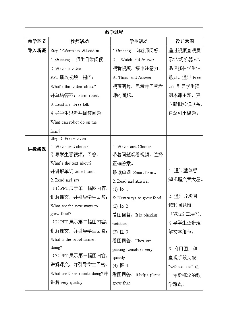 (新课标新教材)人教PEP四年级下册英语Unit 6 From farm to table C Reading time教学设计第2页