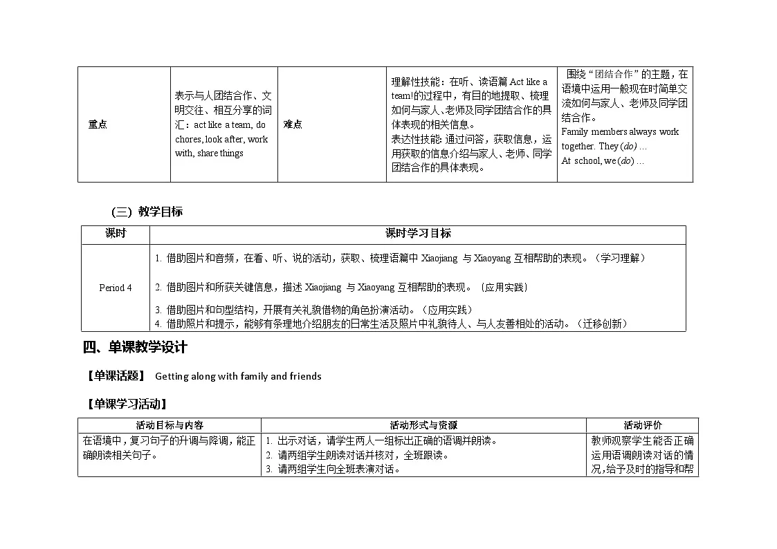 Unit 8:Period 4教学设计表格式-2025-2026学年四年级下册《英语》沪教牛津版六三制一起(2024)第2页