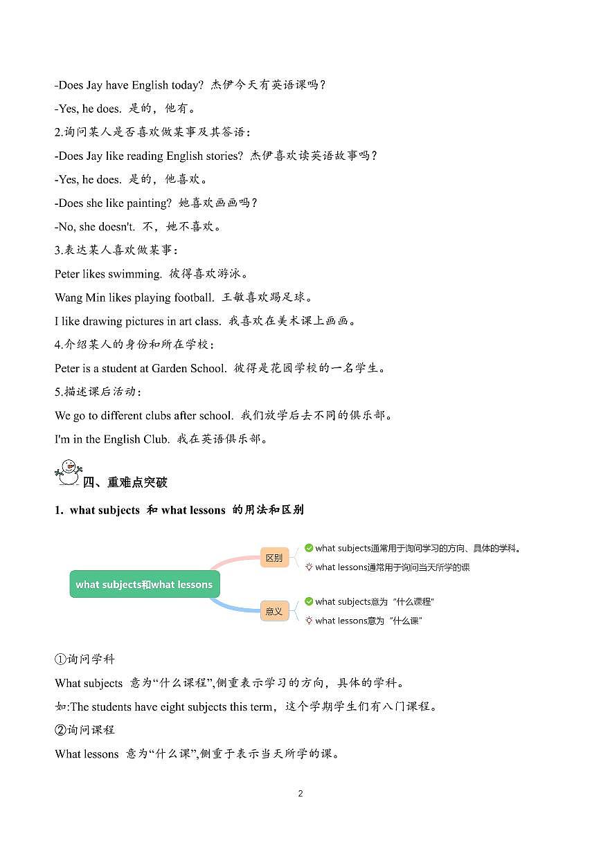 2024版沪教版四年级下册英语Unit 2 What do we like about school导学案含答案第2页