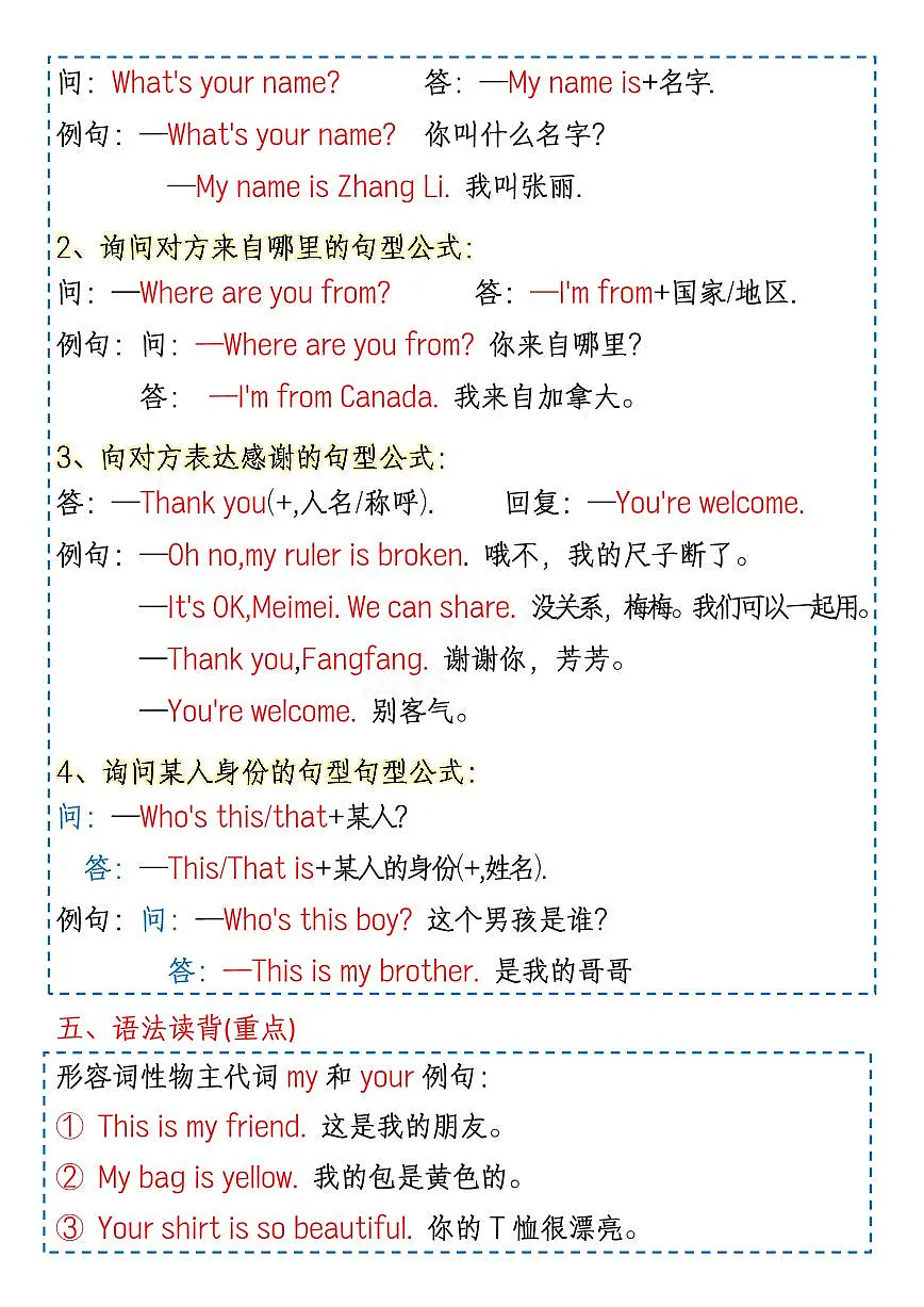 三年级(下)英语 1-6单元知识点《人教版PEP》学案第2页