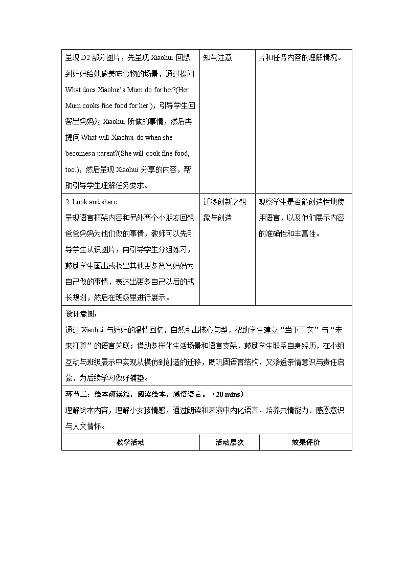 Unit 2 Family time( Period 4 D1-D3)教案 小学英语辽师大版(2024)四年级下册教案表格式第3页