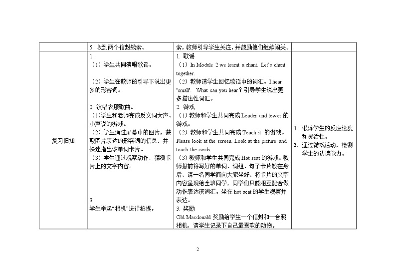 三年级下册英语教案Review (Module 1—5) Lesson 2外研社(三起)第2页