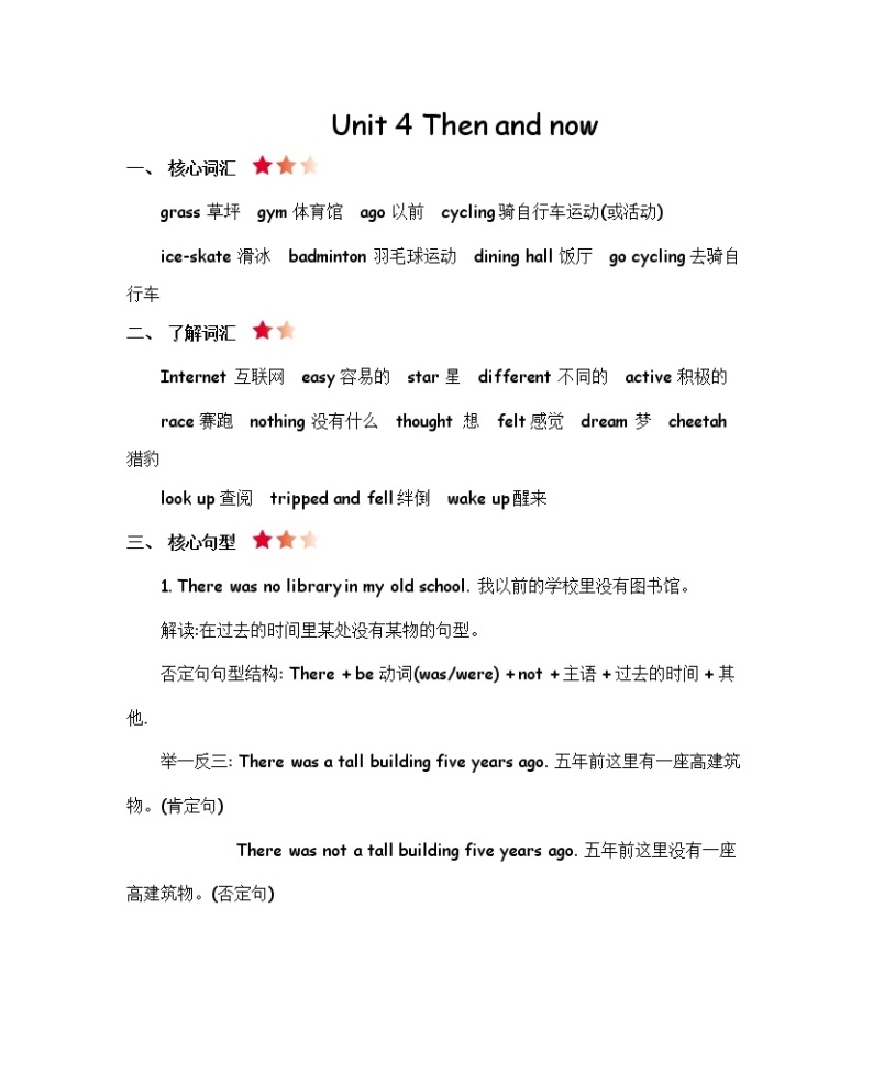 Unit 4 Then and now 知识清单01