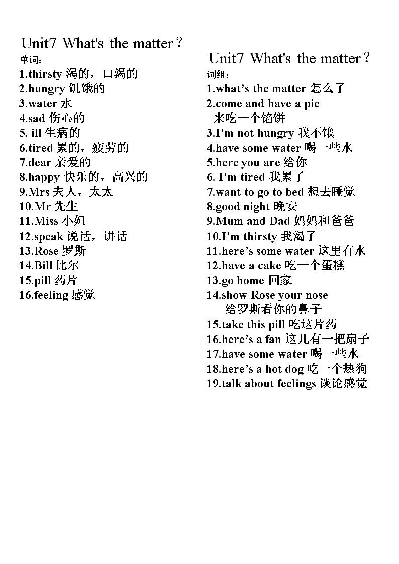 译林英语四年级下册4BUnit7 What's the matter 试卷01