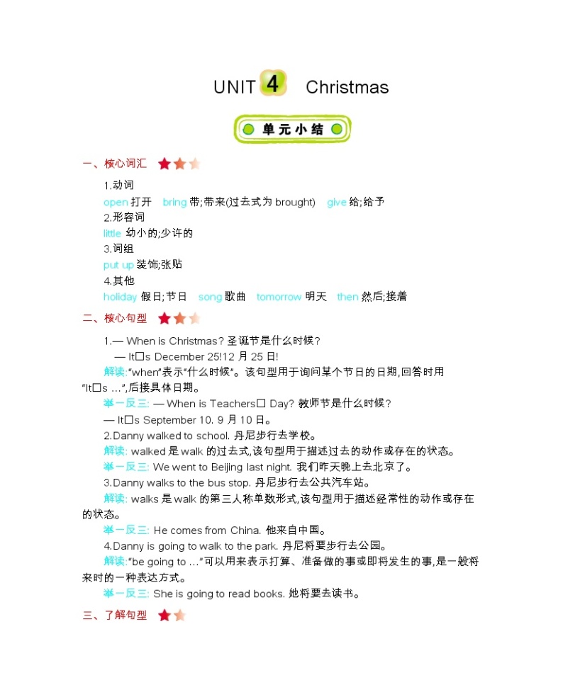 Unit 4 Christmas 知识清单01