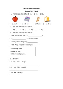 小学英语冀教版 (三年级起点)三年级上册Lesson 7 My Friend优秀习题