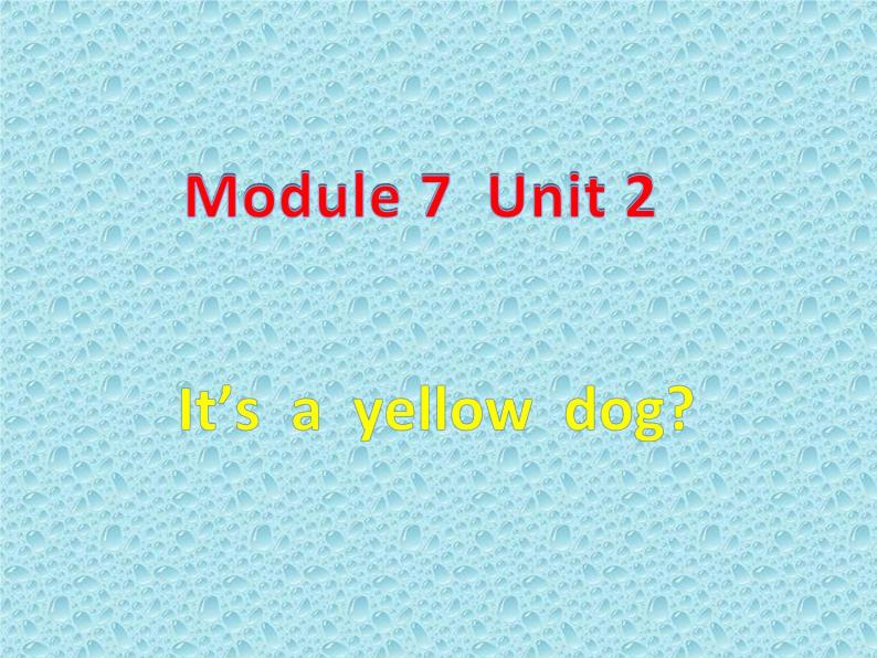 一年级上册英语课件- Module 7 Unit 2 It’s  a  yellow  dog？外研社（一起）01
