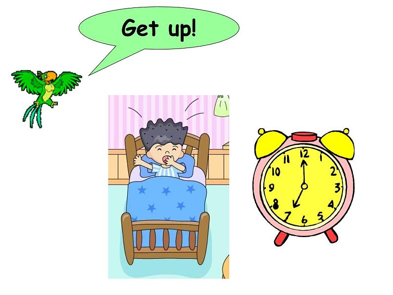 二年级上册英语课件- Module 5 Unit1 At7,I get up. 外研社(一起)第7页