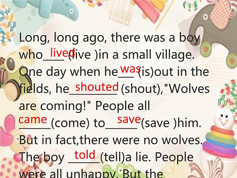 四年级下册英语课件- Module 3 Unit 1 He shouted, “Wolf,Wolf! ” 外研社(一起)第5页