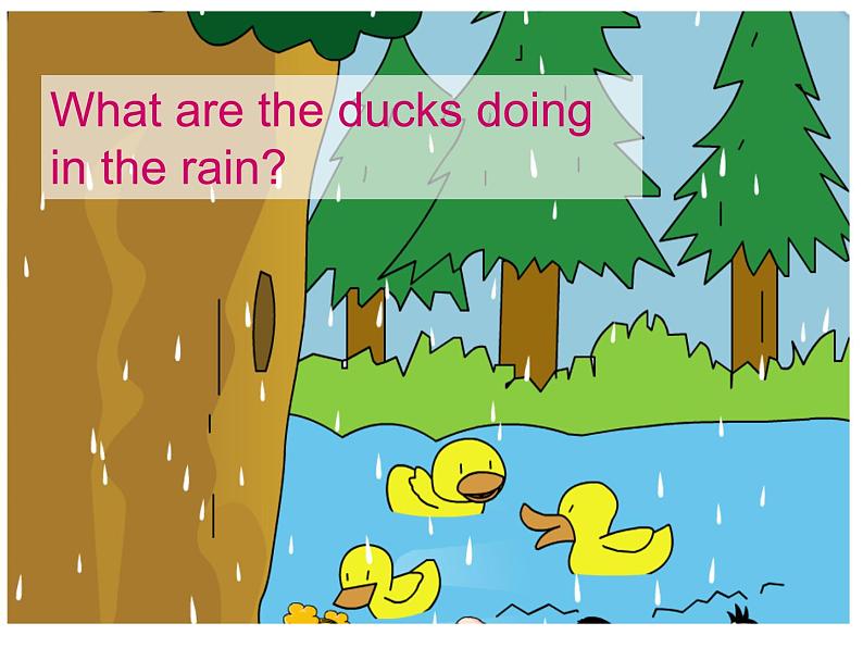 三年级上册英语课件- Module 3 Unit 2 The ducks are playing in the rain. 外研社(一起)05