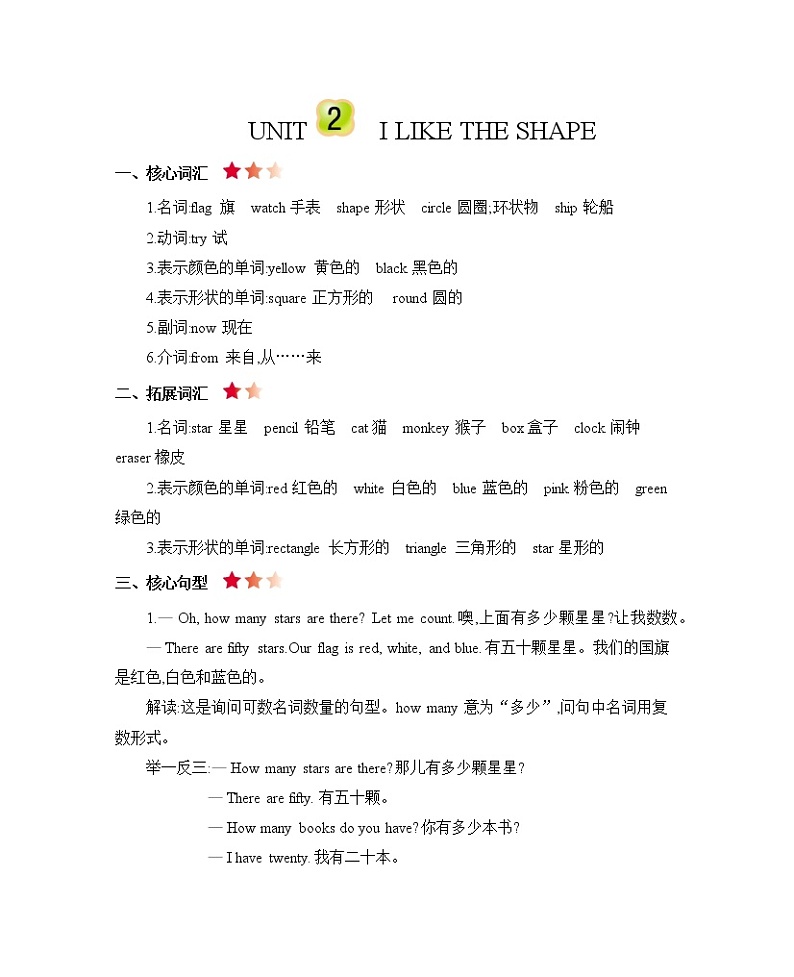 Unit 2 I like the shape 知识清单01