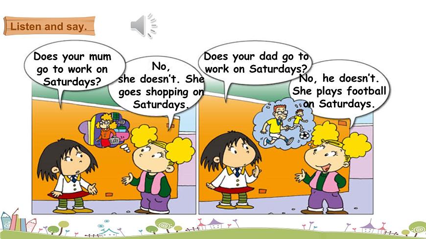 Module 5 Unit 2 Does your mum go to work on Saturdays  課件第5頁