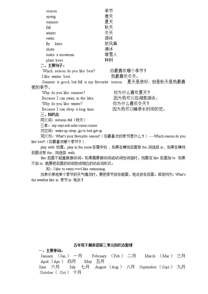 人教版五年级下册英语知识点整理第2页