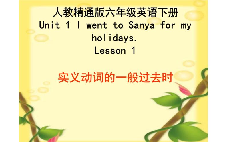 六年级下册英语课件-Unit 1  I went to Sanya for my holidays.  Lesson 1 人教精通版01