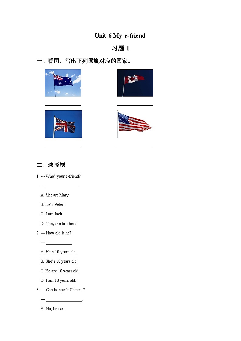 译林版五上英语Unit 6 My e-friend 习题 101