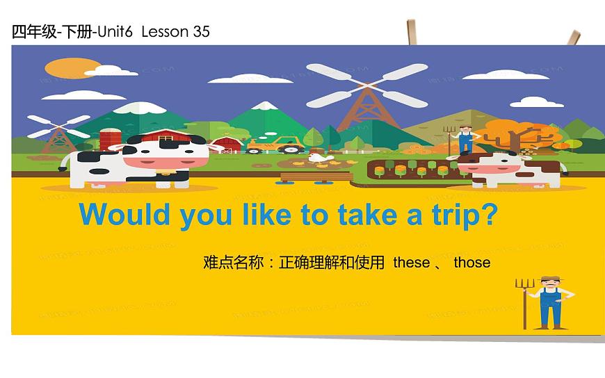 四年級下冊英語課件-Unit 6 Would  you  like  to take a  trip ？Lesson 35人教精通版第1頁