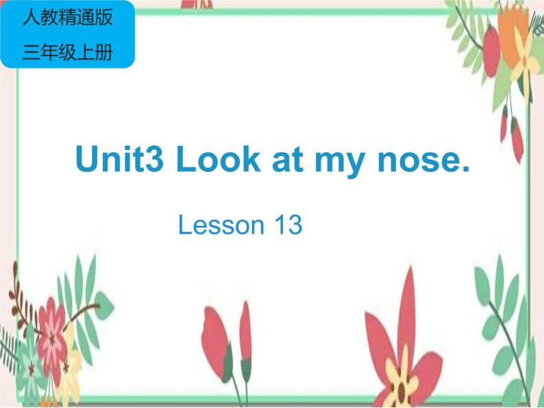 三年级上册英语课件-Unit3  Look at my nose. Lesson 13人教精通版01