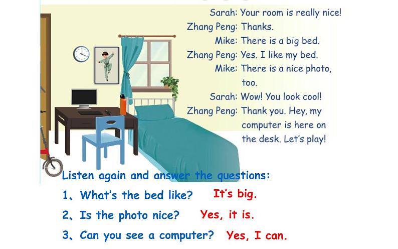 五年级英语上册课件-Unit 5 There is a big bed A let’s talk -人教PEP版.05