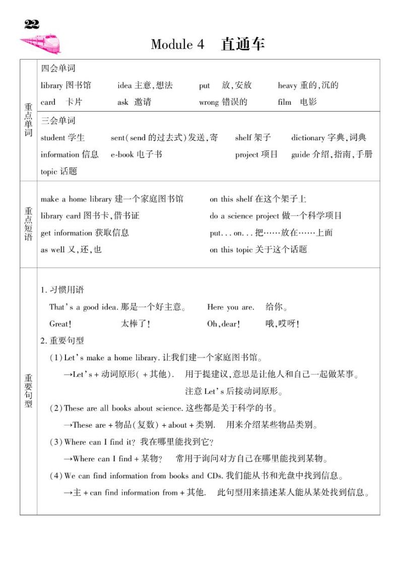 2021春外研版五年级下册英语试题 Module 4 同步练习01