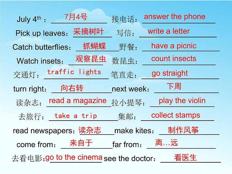 小升初英语重点词汇复习课件03