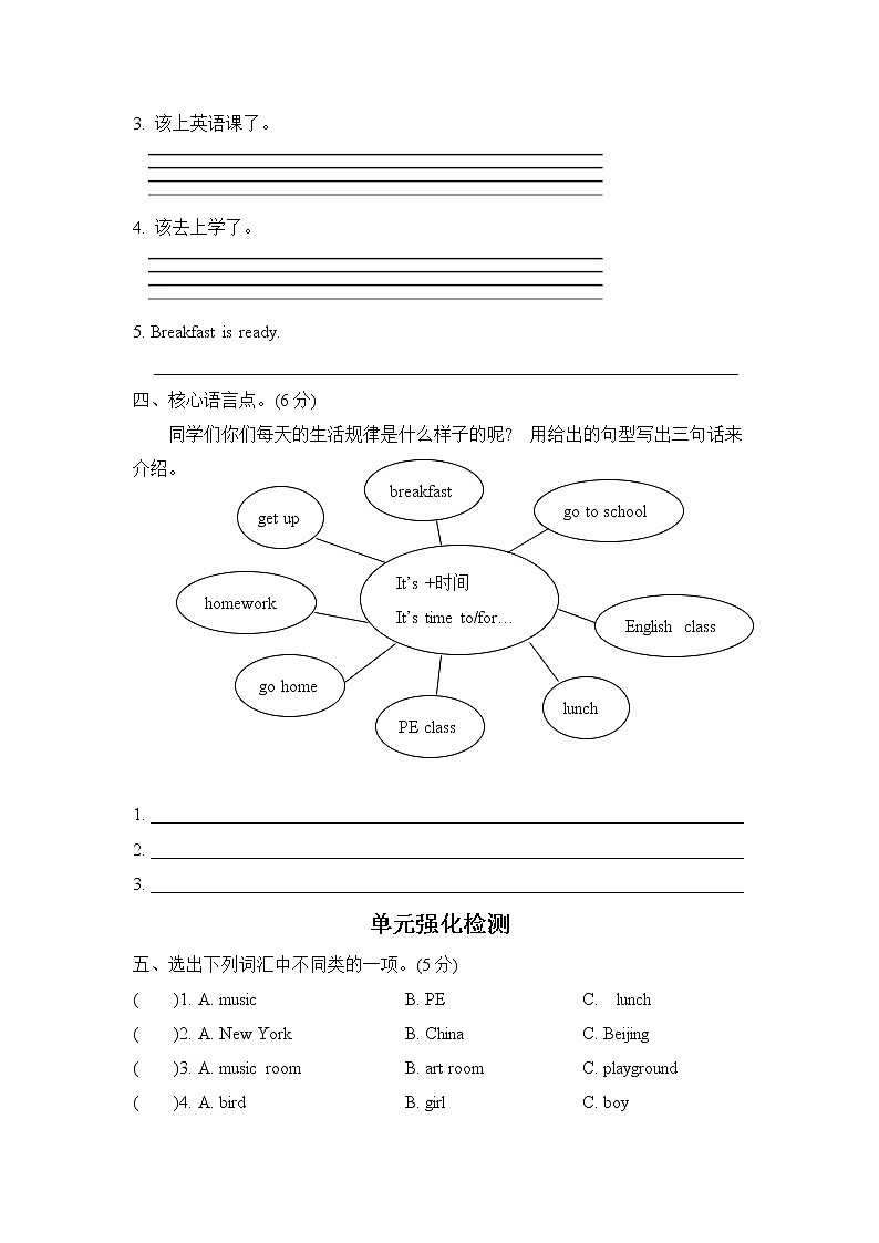 人教PEP版四年级英语下册 Unit 2单元知识梳理卷02