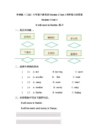 小学英语外研版 (三年级起点)六年级下册Unit 2  It will snow in Harbin同步测试题