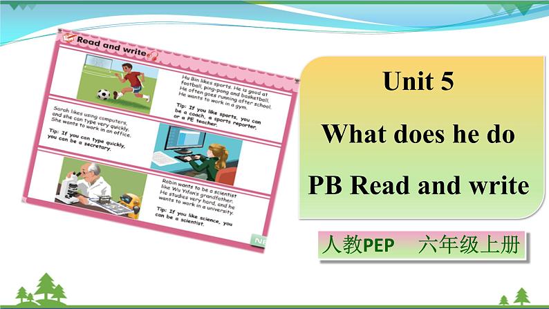 【人教PEP版】英语六年级上册 Unit 5 What does he do PB Read and write (公开课)优质课件 教案 练习 动画素材01