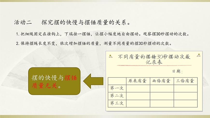 小學(xué)科學(xué)教科版五年級上冊第三單元第5課《擺的快慢》課件3(2021新版)第5頁