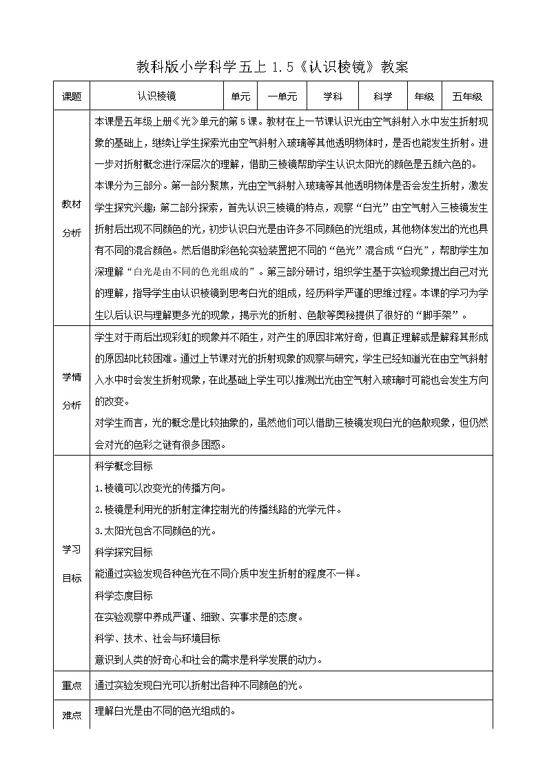 1.5《认识棱镜》教案第1页