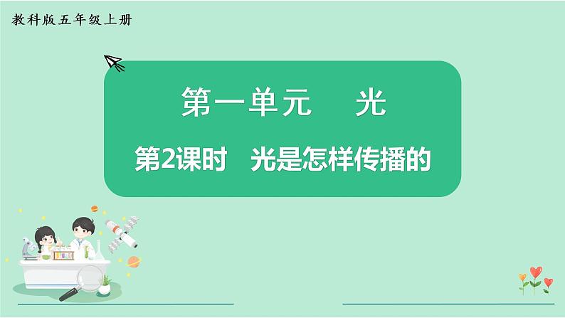 教科版五年级科学上册 第一单元 第2课时 光是怎样传播的 课件(13张PPT)第1页