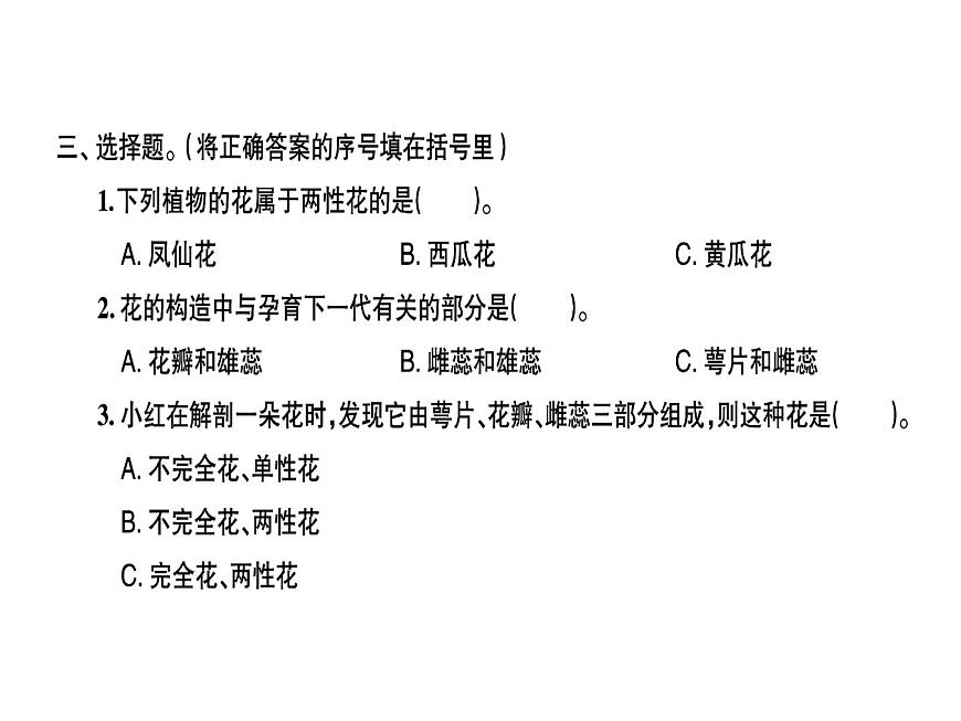 科教版四年級下冊科學(xué) 第2課時各種各樣的花 習(xí)題課件第3頁